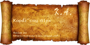 Kopácsy Alex névjegykártya